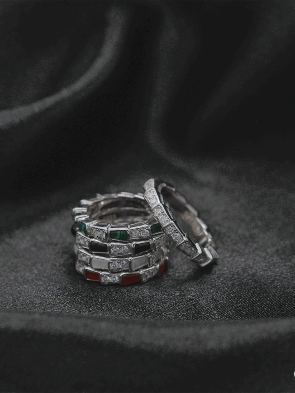 925 Sterling Silver Serpenti Style Ring